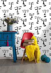 Hand Drawn Faces Modern Portrait Art Wallpaper